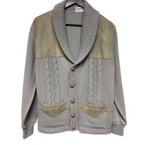 Vintage Orlon Acrylic 100% Virgin Suede Yoke Cardigan Sweater Med Grandpacore